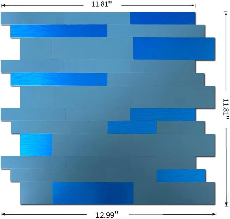 weimeisc 10-Sheet Peel and Stick Backsplash Tile, PVC Mixed Metal Stick on Backsplash Tiles for Kitchen (Light Blue+Brushed Blue) - Image 2
